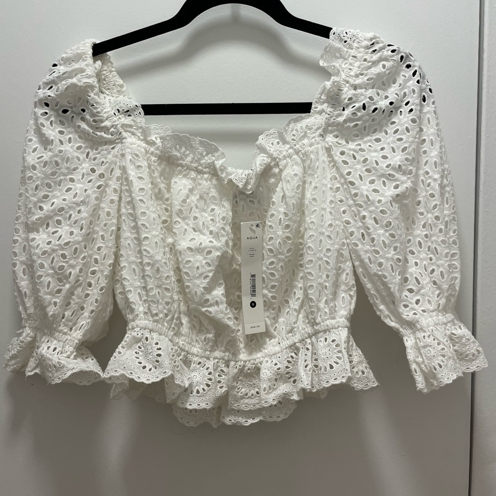 NWT Aqua eyelet top